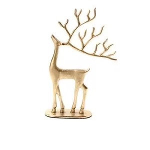 Premium Shiny Reindeer Metal Table Ornament Handcrafted Decorative Accent Perfect For <b>Shelves</b> <b>Mantels</b> Or Designer Interiors - Product Image 1