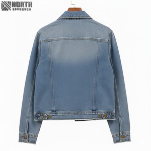 Veste en jean rétro d'hiver fabriquée sur mesure, de haute qualité, délavée au soleil, avec un effet vieilli, tendance - Product Image 2