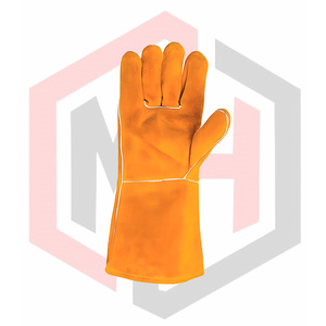 Gants de soudage en cuir résistants aux déchirures, épaisseur 7 oz, longueur 16 pouces, poignet droit, personnalisables pour les travaux à haute température - Product Image 2