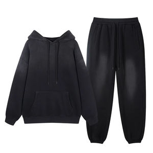 Ensemble de survêtement en molleton de coton délavé à l'acide, deux pièces, jogging délavé à l'acide, sweats à capuche et pantalons de survêtement personnalisés pour hommes, survêtement en gros - Product Image 5