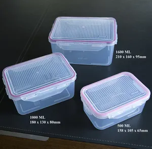 Airtight Food Container Plastic Food Grade BPA Free 3 Pieces Set 54oz 34oz 17oz Bento Lunch Box Kitchen Clear Food Packaging