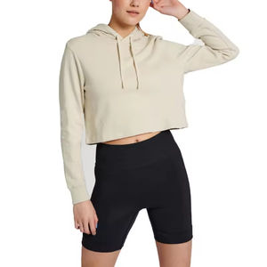 Sudadera con Capucha de Manga Corta Extra Grande para Mujer, Estilo Urbano Otoño Invierno, Cuello en V, Color Sólido - Product Image 3