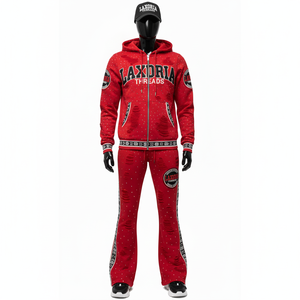 Distressed Embroidery Patch Men's Sweatsuit <b>Zip</b> <b>up</b> <b>Hoodie</b> Flared Pants Tracksuit Unisex Acid Washed Sweatpants and <b>Hoodie</b> Set - Product Image 1