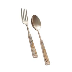 4 <b>Pc</b> Polished Brass Cutlery <b>Set</b> Premium Modern Stainless Steel Accent Design - Product Image 3
