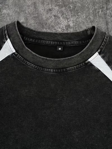 T-shirt formel pour homme à manches courtes surdimensionné, poids lourd 240 g/m², design à blocs de couleur contrastés, coupe ample, confortable et respirant - Product Image 4