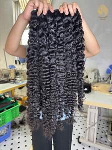 Vente en gros Offre Spéciale vietnamien meilleure qualité Remy 14 pouces noir birman bouclés pour Machine Double Drawn Bundle Hair - Product Image 5