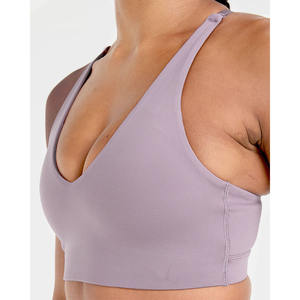 Soutien-gorge de sport mauve violet avec bretelles réglables dans le dos, décolleté en V, nouveau soutien-gorge de sport pour femmes adultes à fort impact, nouveauté - Product Image 1