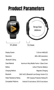 Reloj Inteligente H18 de Aluminio Delgado, Nuevo Diseño 2025, Pantalla AMOLED de 1.32'', Llamadas, GPS, Wifi, Resistente al Agua IP68, Monitor de Ritmo Cardíaco y Sueño para Uso Diario - Product Image 6