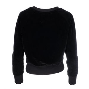 Women's <b>Crop</b> <b>Top</b> Pullover Sweatshirt 100% Cotton Plain Dyed Black Solid Drop Shoulder O-Neck Jersey Street Wear for Winter - Product Image 4