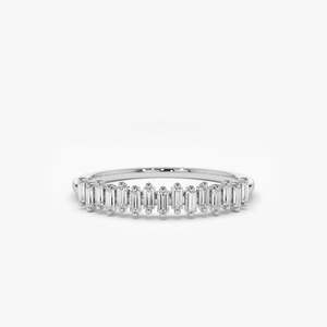 Bague empilable verticale en diamant de laboratoire taille baguette 0,24 carats total, couleur G, clarté VS, or massif 14K, produit personnalisé en usine pour femme - Product Image 3