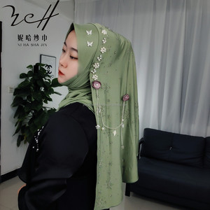 Écharpe-chapeau douce à franges en soie de lait motif flocon de neige, style industriel, pour femmes musulmanes, hijab – Nouvelle collection tendance - Product Image 6