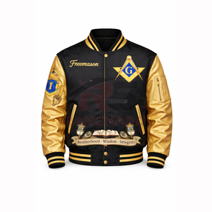 Chaqueta Bomber Masónica, Elegante, Cómoda, Informal, Prenda de Moda, Chaqueta Bomber Masónica Suave, Moderna, para Uso Diario - Product Image 1