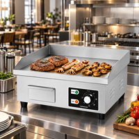 Grill électrique professionnel à plaque plate, grande surface de cuisson 3000W, en acier inoxydable, Teppanyaki de comptoir avec contrôle de température pour restaurant