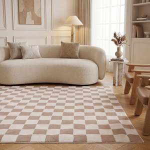 Alfombra Rectangular Minimalista de Yute Hecha a Máquina, 4m de Ancho, Alta Calidad, Diseño a Cuadros Beige - Product Image 2