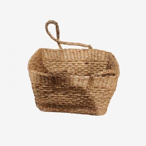 Hot Selling Best Quality Handmade Seagrass Flower Basket Square Hand Woven Basket With Handles for <b>Laundry</b> Clothing and Picnic - Product Image 2