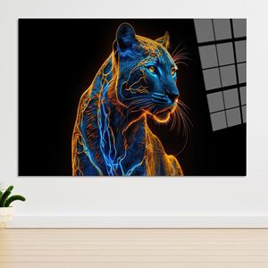 Elegante cuadro en lienzo con estampado de pantera: decoración de pared con diseño animal, arte en vidrio templado - Product Image 1