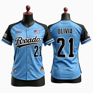 Camiseta de Béisbol y Sóftbol de Alta Calidad con Estampado Digital Personalizado, Malla Transpirable 100% Poliéster, Cuello en V para Hombre Adulto, Secado Rápido - Product Image 1