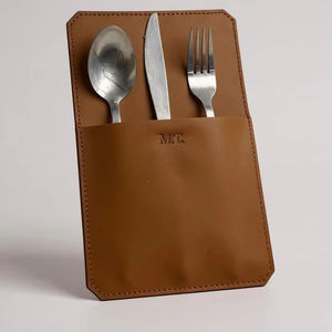 Porta Cubiertos de Cuero Genuino Plegable, Ecológico y de Lujo, Hecho a Mano, para Organizar la Vajilla de Restaurante, LCH-0033 - Product Image 1