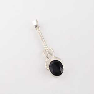 Collier pendentif ovale ethnique en argent sterling et onyx noir, bijoux en pierres précieuses bohèmes faits à la main pour femmes et enfants - Product Image 5
