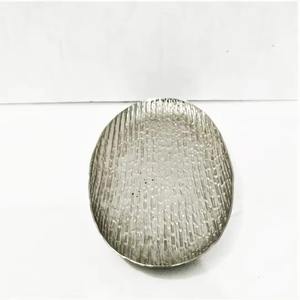 Hammered & Polished Aluminium Oval Serving Tray Elegant Metal Tray for Coffee & <b>Tea</b> <b>Sets</b> - Product Image 2