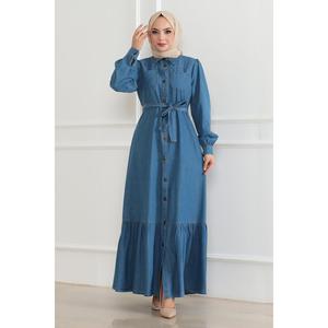 Vestido Vaquero Estilo Casual Azul Oscuro 19225 con Detalle de Volantes - Product Image 6