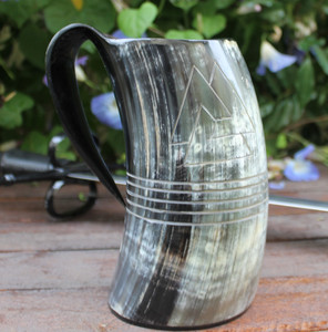 แก้วน้ำทำจากเขาสัตว์ธรรมชาติขัดเงาคุณภาพพรีเมียม เป็นมิตรกับสิ่งแวดล้อม งานแฮนด์เมดสไตล์ชนบท ลายไม้ไม่ซ้ำใคร กันน้ำได้ - Product Image 1