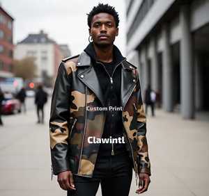 Chaquetas de Cuero de Camuflaje Hechas a Medida |   Chaquetas de Cuero Personalizadas Hechas a Mano y Totalmente Personalizables, Diseñadas por Artistas, Hechas en EE. UU. para Diseñadores - Product Image 4