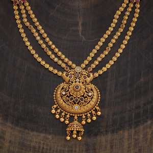Antique Fashion Women's Wedding Layered <b>Necklace</b> with Gold Polish Ruby Synthetic Stones Zinc Alloy Tassel 182692 - Product Image 3