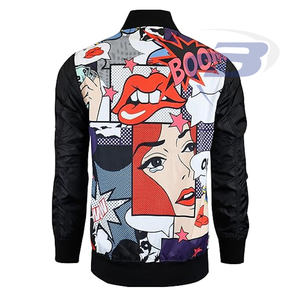 Vestes pour hommes, veste bomber à imprimé pop art, bande dessinée, anime, graphisme personnalisé sur le devant, fermeture éclair, réversible, streetwear, polyester - Product Image 2