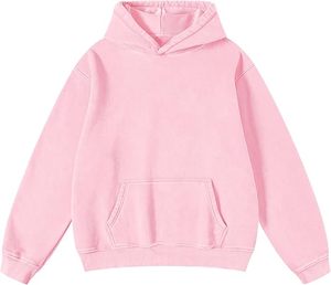 Sudadera Unisex de Algodón Mezclado 100% con Lavado Ácido, Estilo Urbano, Efecto Desgastado, Diseño Bordado de Toalla, Corte Holgado, Color Liso - Product Image 1