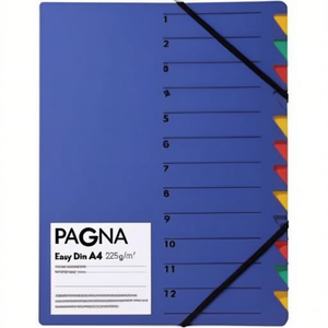 PAGNA Easy Din <b>A4</b> 225g/m Pressed Chipboard File <b>Folder</b> Blue Color with Multicolored 12 Compartments - Product Image 2