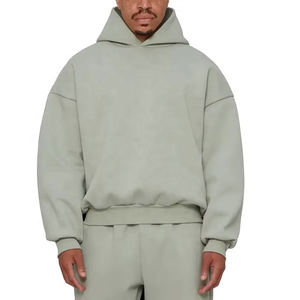 Sweat-shirt à capuche pour homme en coton 100% personnalisable, coupe régulière, 400g, luxe, coupe courte, streetwear, lourd, uni, imprimé, pour l'hiver - Product Image 5