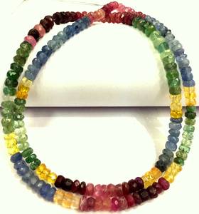 Mind Blowing Lab Grown Multi Sapphire Smooth Round Shape Beads Ruby Sapphire Gemstone Beads Fabricación de joyas Beads Multi Gemstone - Product Image 4