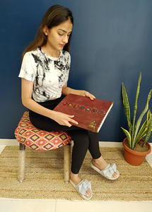 Genuine Leather Bound <b>Journal</b> Daily Stone Embossed <b>Blank</b> Pages Large Diary - Product Image 3