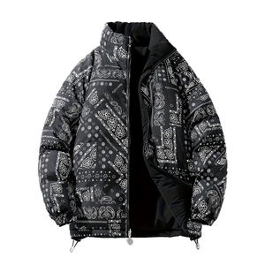 OEM transpirable con capucha Zip Up manga larga cálido cortavientos al aire libre invierno hombres Casual Paisley patrón chaqueta Reversible - Product Image 1