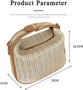 Sac fourre-tout en paille pour femmes grande capacité Shopping fourre-tout bohème sac à bandoulière voyage sac de plage avec doublure OEM - Product Image 2
