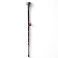 Bâton de mace à tête plate Gevon (Métal/Bois/Laiton/Acier) pour Tambour-major Cérémoniel, Origine Pakistan, Accessoire d'instrument de musique souple