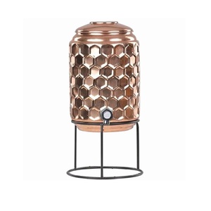 Dispensador de olla de tanque de almacenamiento de agua de cobre de alta calidad, tanque de agua fría de Metal de cobre, olla de agua potable impresa con esmalte - Product Image 4