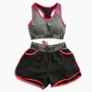 Sujetador y pantalones cortos personalizados Conjunto de entrenamiento de cintura alta para mujeres Gimnasio Pantalones cortos de Yoga para Mujeres Levantamiento de cadera Chicas sexy 2PCs - Product Image 2