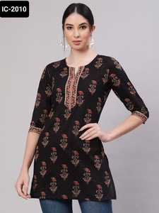 Kurtis cortos de algodón de lujo para uso diario e informal de la India con estampado elegante para el trabajo diario, Top de lujo con precio bajo, la mejor calidad - Product Image 5