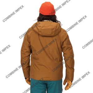 Chaqueta de esquí unisex personalizada OEM con cierre de cremallera impermeable transpirable de secado rápido a prueba de viento térmico cálido con capucha rompevientos - Product Image 3