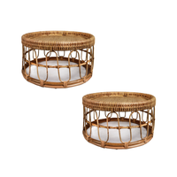 Table basse ronde traditionnelle élégante en rotin avec un design élégant pour divertir les invités et se détendre Matériaux de qualité supérieure