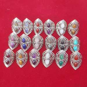 Sólido 925 Ajuste de bisel de plata esterlina Multi-Color Forma de pera Baho Diseñador hecho a mano para bodas Fiestas Fabricado Lote a granel - Product Image 1