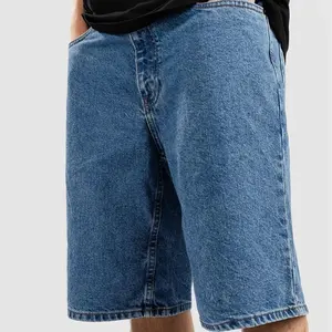 New Trend Men Mid Rise Zipper Fly Baggy Shorts 100%Cotton Denim Pants Baggy Jeans Shorts Popular Street Style