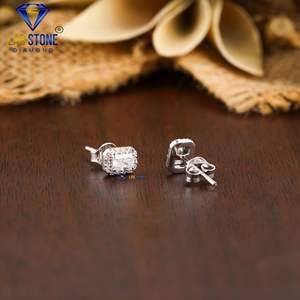 0.42 TDW Radiant & Round Cut Diamond18k Or Blanc Non Certifide Diamant Cvd/Hpht Diamant Bijoux - Product Image 4