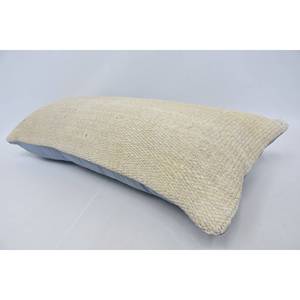 Almohada de lana minimalista de 16x36 pulgadas de color blanco roto con tejido texturizado vintage sutil estampado - Product Image 5