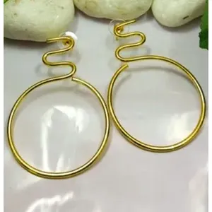 Brass Handmade Gold Plated Hoop <b>and</b> Stud <b>Earrings</b> with <b>Pearl</b> <b>and</b> <b>Diamond</b> - Product Image 1