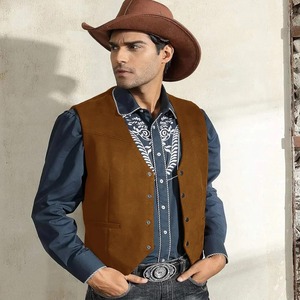 <b>Canvas</b> Waterproof Vest Men's Leather Suit Casual Western Cowboy Waistcoat Custom <b>Colour</b> Prom Man Clothing Punk Sleeveless Jacket - Product Image 3