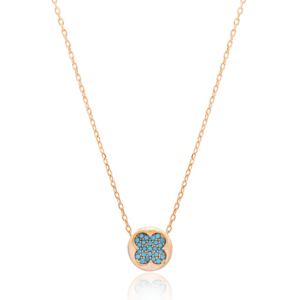 Diseño de trébol turquesa circón piedra forma redonda encanto colgante turco hecho a mano 925 joyería de plata esterlina - Product Image 1