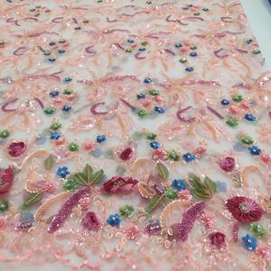 <b>Direct</b> factory Supply <b>Beaded</b> Cotton Fabric with Heavy Lace Embroidery for Bridal and Occasion Wear Available for factory Price - Product Image 3